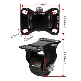 FactorDuty 1.5 inch Heavy Duty Polyurethane Caster Wheels Rigid Fixed Non Swivel Industrial Grade Solid Low Profile Smooth and Silent 800LB Capacity Pack of 4