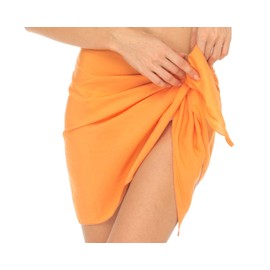 SHU-SHI - Traje de baño para mujer, pareo, pareo, falda de playa corta, Naranja, M