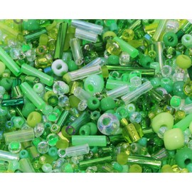 PPhtony Mixed Craft Beads 1000Pcs/50g Glass Seed Beads Tube Beads Bugle Beads 1.5-4.5mm Small Loose Spacer Beads for DIY Bracelets Necklace Earring Jewelry Making (Green)