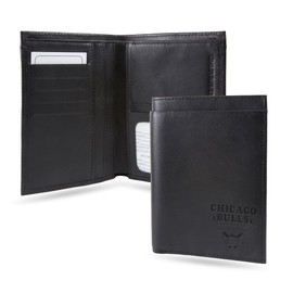 Rico Chicago Bulls Black Leather RFID Blocking Passport Holder Cover Travel Billfold Wallet for Men & Women