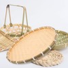 GANAZONO Bamboo Woven Tray Flat Wicker Basket Round Fruit Basket