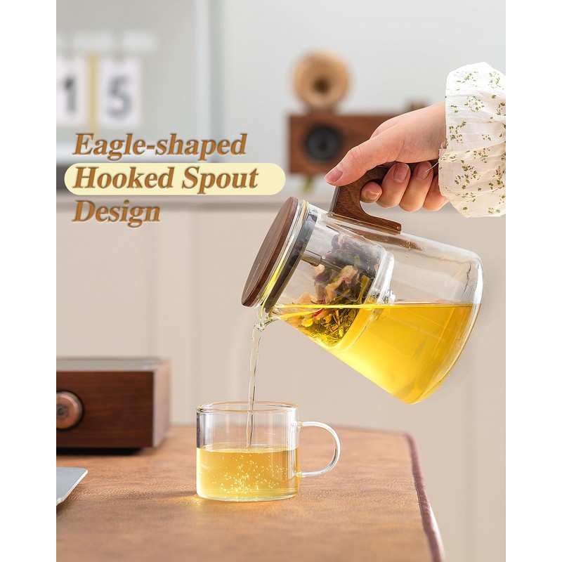 ZENS Magnetic Tea Pot, Enchanted Glass Teapot with Infuser and