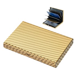 BONSYL® Credit Card Holder, RFID Blocking Slim Metal Credit Card Wallet, with 6 Card Slots, for Women and Men.(6 Slots/Gold)