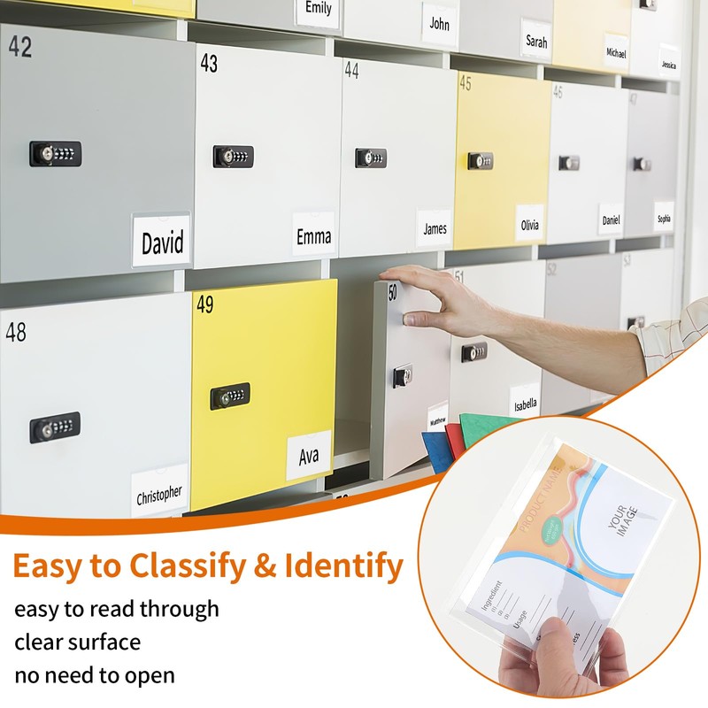 44 Pack Clear Adhesive Pockets, Labels Holder for Storage Bins,