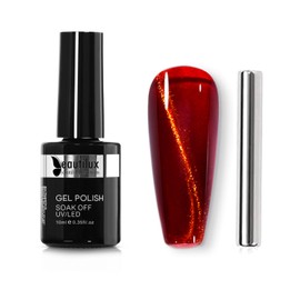 beautilux Red Cat Eye Gel Nail Polish, 1Pcs Red Cat Eye Color Gel Polish High Gloss Manicure Salon at Home for Women (10ML) (M-MY-01)