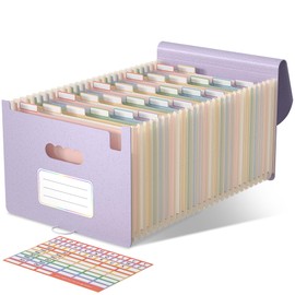 EcoStash A4 Document Stand, Accordion Type, 26 Pockets, Holds up to 6,500 Sheets, Extendable, Freestanding, Large Capacity, Portable, With Lid, File Case, Index, Document Storage, Case, Straw Material