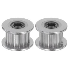 HARFINGTON 2pcs 2GT Idler Pulley 16 Teeth 3mm Bore 13mm Dia. Aluminum Timing Belt for 6mm Width Belt 3D Printer CNC Machine Accessories, Silver Tone