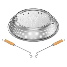 Upgrade Fire Pit Shield Screen for Solo Stove Bonfire 19.5 Inch, Stainless Steel Spark Protector with 2 Fire Pit Stick, Spark Cover Accessories for Solo Stove Bonfire 2.0 and Other 19.5" Smoke Stoves