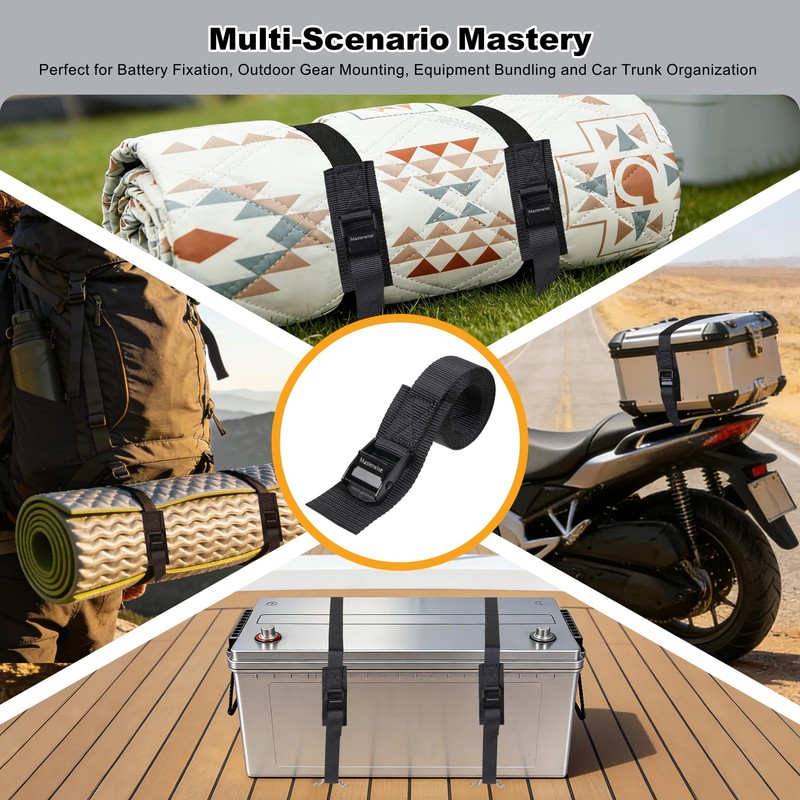Masterwise 48" Battery Tie Down Strap Hold Down Kit, Cooler