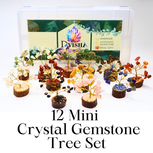 VIBESLE Mini Crystal Tree Set, Chakra Healing Crystal, Meditation Stones