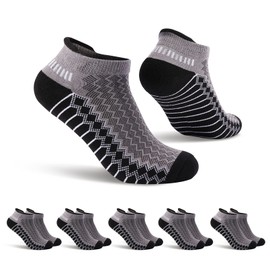 Calcetines de tobillo para hombre, de corte bajo, acolchados, transpirables, con lengüeta, cómodos, calcetines atléticos para hombres y mujeres, 5 pares, Azul marino, Large