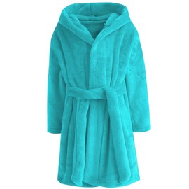 RUOGU - Albornoz de baño con capucha para niños y niñas, Azul lago, 7-8 Años
