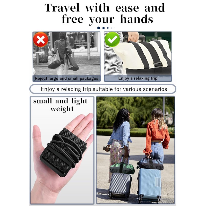 2Pcs Luggage Straps Bag Bungee Luggage Straps Suitcase Adjustable Belt，Add