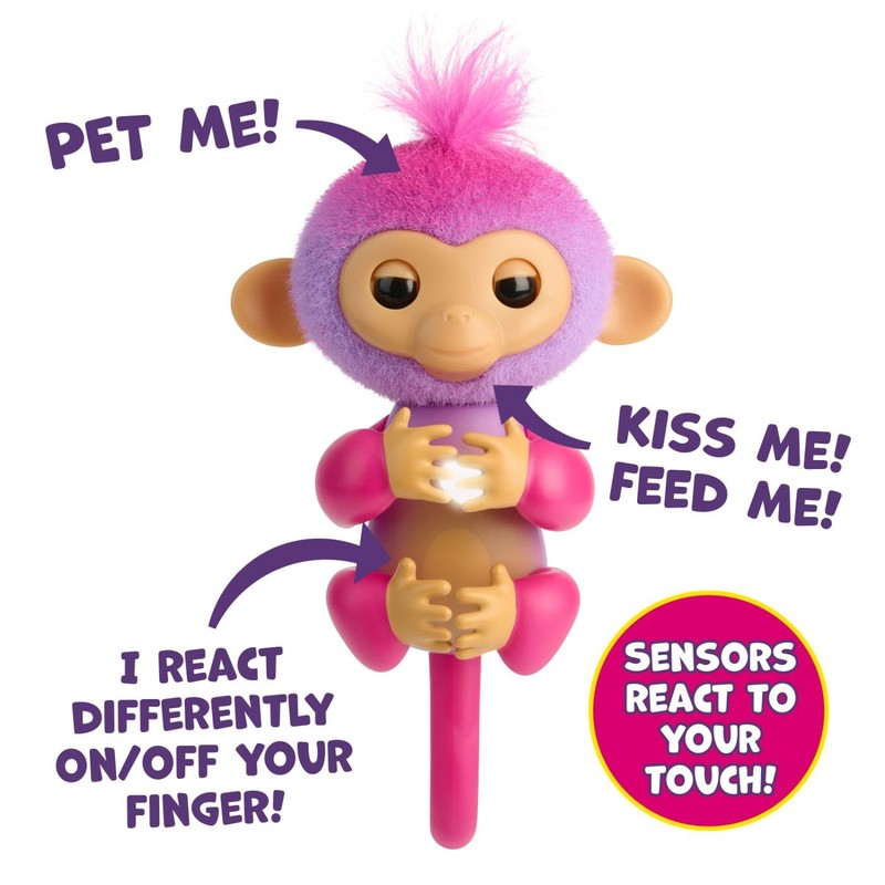 Fingerlings 2023 NEW Interactive Baby Monkey Reacts to Touch –
