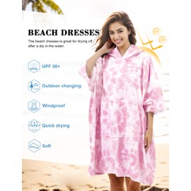 KFUBUO Surf Poncho Towel Terry Cloth Swim Cover Up for Women Plus Size Changing Towel Swim Robe with Pocket