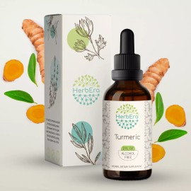 HerbEra Turmeric Alcohol-FREE Herbal Extract Tincture Organic (Curcuma Longa) - 2 fl oz