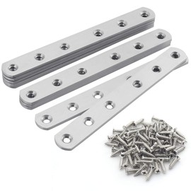 Fest 10-Piece 156×20×3mm Stainless Steel Heavy-Duty Flat Fixed Plate Connection Repair Screw Plate Bracket partition Bracket Used for Repairing Fixed Repairing Connected Furniture