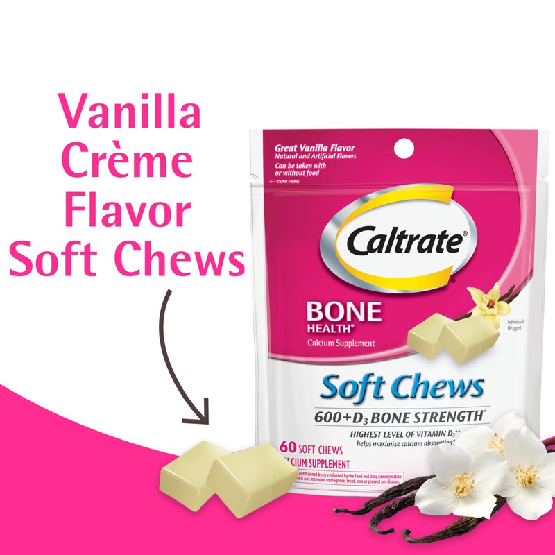 Caltrate Soft Chews 600 Plus D3 Calcium Vitamin D Supplement,