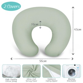 NiSleep Nursing Pillow with 2 Covers, Feeding Pillows for Breastfeeding, Baby Nursing Pillow with Cooling Cotton, Machine Washable (Pale Green)