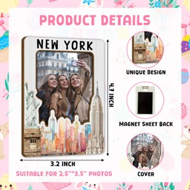 HQLOW New York Picture Frame with Magnet Fits Photo 2.5"X3.5", Magnetic Photo Frames Magnet Frames for Refrigerator for Home School Office Locker Decor New York Souvenir Vacation Gifts-020