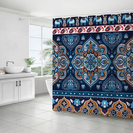 FAIRYGATE Bathroom Curtains Window Shower Curtain Heavy Duty Polyester Fabric Waterproof Digital Painting Pattern for Shower Stall Bathroom Curtains with 12 PCS Hooks B8617