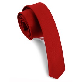 Gusleson Slim Tie Red Wedding Skinny Ties For Men Solid Silk Necktie (UK0801-01)