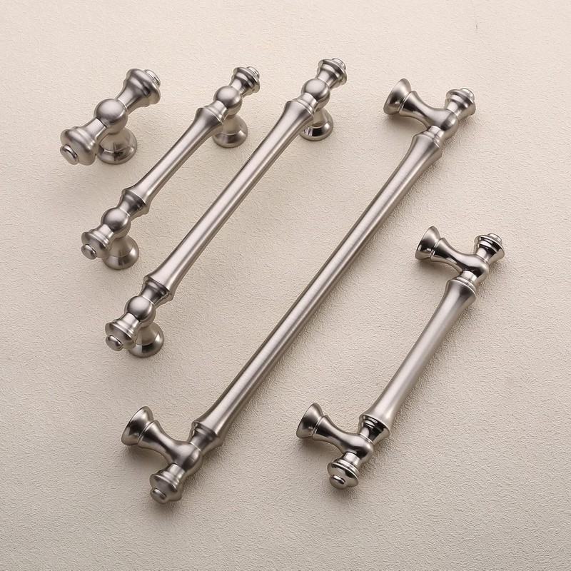 Amerdeco 6 Pack Brushed Satin Nickel Cabinet Pulls 128mm Hole