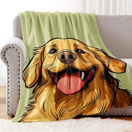 YISUMEI Golden Retriever Green Blanket Dog-Lover Gifts for Adults & Kids – Ultra-Soft Plush Throw Blanket for Bed, Couch, Camping - 60"x80"