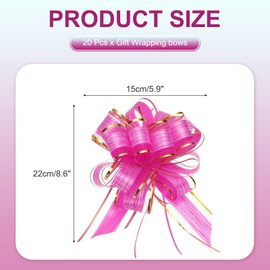 PATIKIL 20 Pcs Large Pull Bow Gift Wrapping, 9 Inch Ribbon Organza Metallic Rose Red Bows for Gift Wrapping Wedding Baskets Car