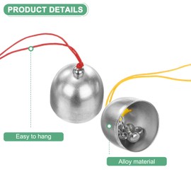 M METERXITY 1-Set Hanging Bells, Small Decorative Bells Wind Chimes Vintage Bell Jingle Bells for Christmas/Home/Window/Door/Garden Decor, Hanging Bell Pendant [Silver, 4 Color Ropes]