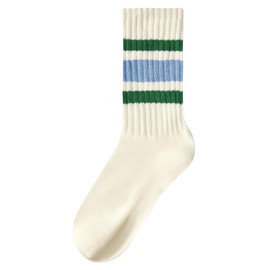 Century Star Retro Striped Novelty Socks For Women Vintage Casual Crew Socks Sporty Calf Socks Cotton Socks Women Blue Green