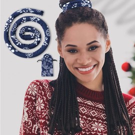 Spiral Lock Hair Band, Ponytail Accessories, 66 cm Ponytail Hair Accessories, Hair Band, Ponytail Holder for Men and Women, for Long, Thick, Curly Hair (Blue and White Pattern)