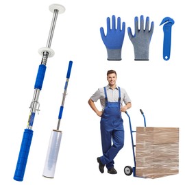 Long Handle Pallet Stretch Wrap Dispenser, Stretch Wrap Dispenser for Film Width 12-20 inch, Rolls 1.5" to 3" Diamater, Stretch Wrap with Handles for Warehouse, Logistics, Factory Shipping & Packaging