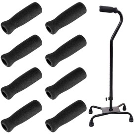 Cane Grip Replacement Cane Grip Foam Cane Handle Grip Replacement Offset Cane Grips Walking Cane Hand Grip Foam Handle for Cane Bicycle Handlebars 4.53 x 0.98 x 0.98 Inch, Black (8 Pieces)
