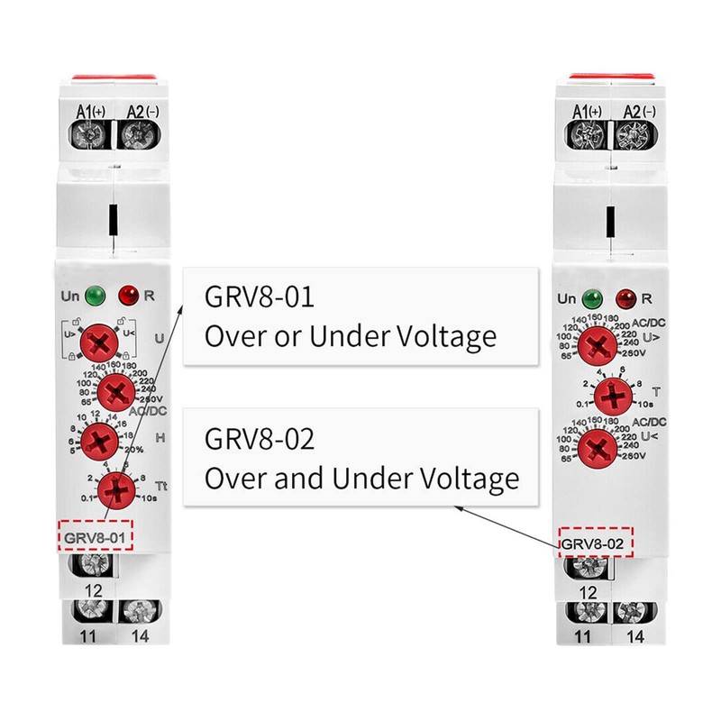 GAEYAELE Single Phase Voltage Relay AC/DC110V~240V Adjustable Over or Under
