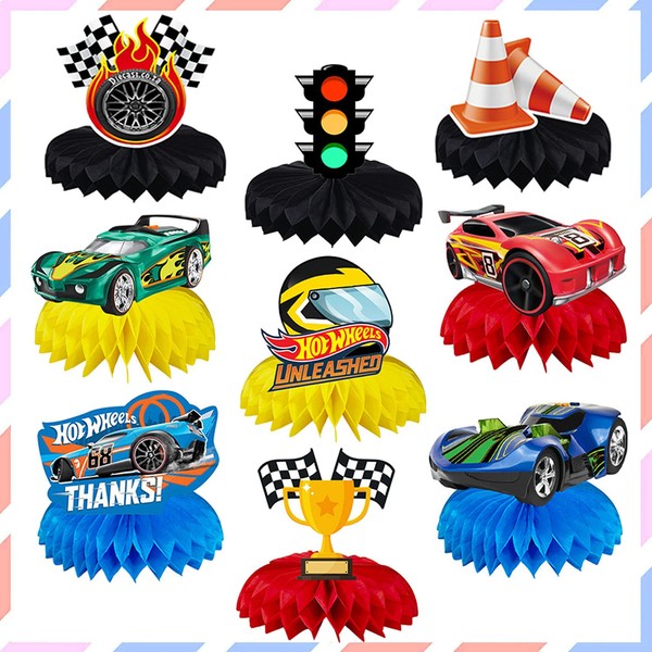 BAJCOHNG Race Car Party Decorations Honeycomb Centerpieces，race car birthday party