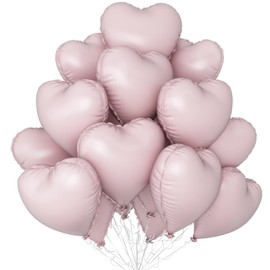 Baby Pink Heart Ballloons,18 Inch Pastel Pink Foil Love Heart Shaped Balloons for Baby Girl Party Bow Birthday Party Wedding Engagement Anniversary Baby Shower Valentines Day Decorations