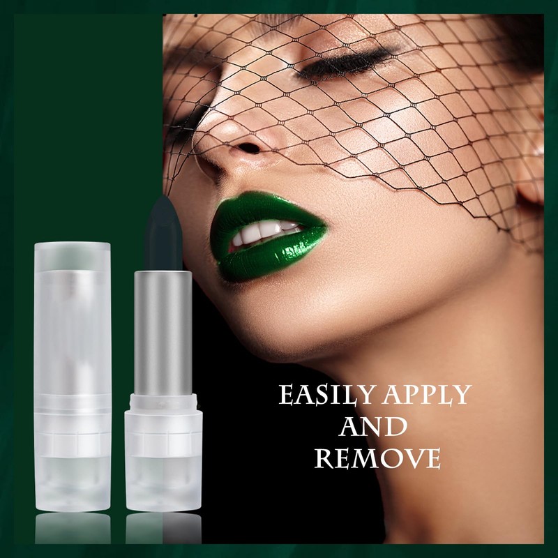MINSHZEE Green Stain Lipstick, Green Matte Lipstick for Cosplay, St.