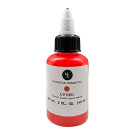 Narrative Cosmetics UV Fluorescent Alcohol Airbrush Paints - 2 fl oz, Glow Effect, Waterproof, Sweatproof, Highly Pigmented Liquid Makeup for Bodypainting, Film, TV, Festivals - UV Red