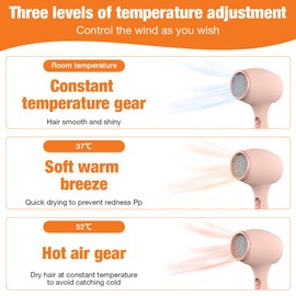 DAJASD Kinderfön, 550W Geräuscharmer Fön Kinder mit 3 Temperaturen, Miniföhn für Mädchen mit Sticker & Unterstützt Kindersicherung, Reiseföhn Klein Leise Leicht für Kinder und Haustiere