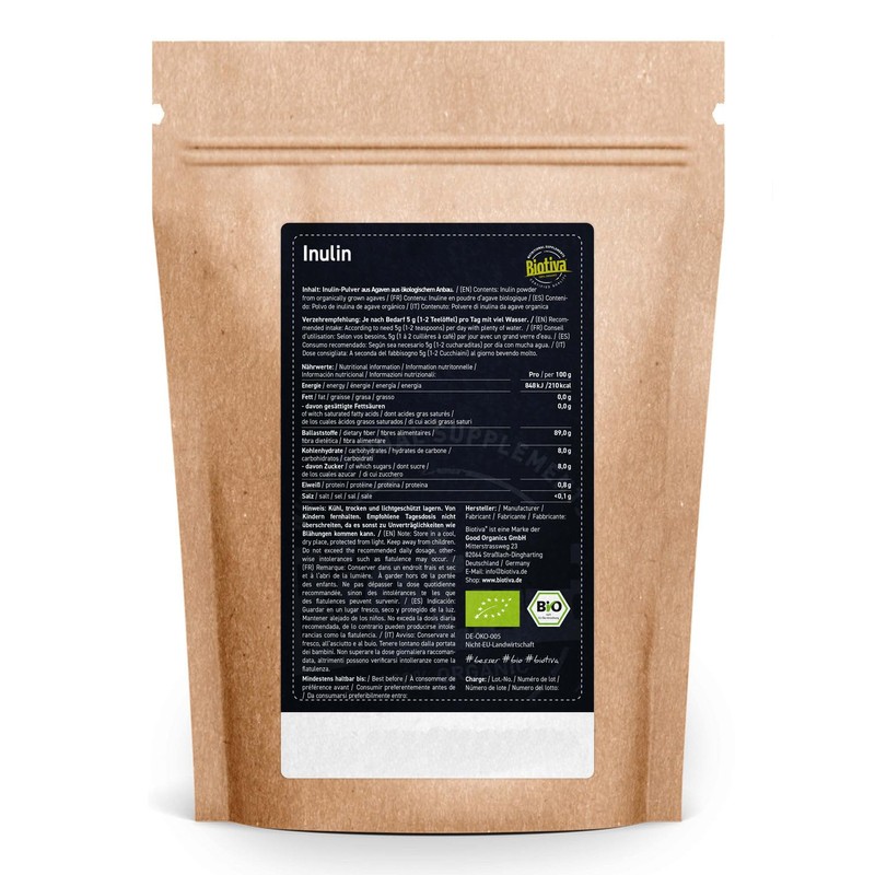 Biotiva Organic Inulin Powder, Agave Powder with 90% Fibre Content,