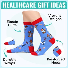 HAPPYPOP Vet Tech Gifts - Veterinarian Gifts for Women Men Veterinary Gift Best Gift for Veterinarians, Veterinary Socks In 2 Pack