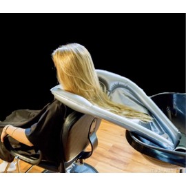 Inflatable Hair Washing Funnel for Shampooing Hair in Any Chair and Basin. Portable Tray Device to Use at Home, in Salon, Nursing Home or Hospital Cape to Help Keep Clothes Dry Pump Included!