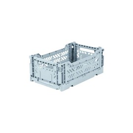 Ay-Kasa Folding Crate, Sturdy Folding Box, Plastic, Stackable, Pale Blue, Mini (27 x 17 x 11 cm)
