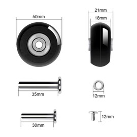 Akunsz Caster Suitcase, Carry Bag, Tire Replacement, Repair, Replacement for DIY, Wheel Repair, Silent Series, Diameter 2.0 inches (50 mm), Width 0.7 inches (18 mm), Set of 4 (2 inches (50 mm)