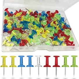 220 Multicolor Colour Transparent Drawing Pins with Storage Box, Thumb Tacks for Cork, Notice and Bulletin Boards - Map Pins