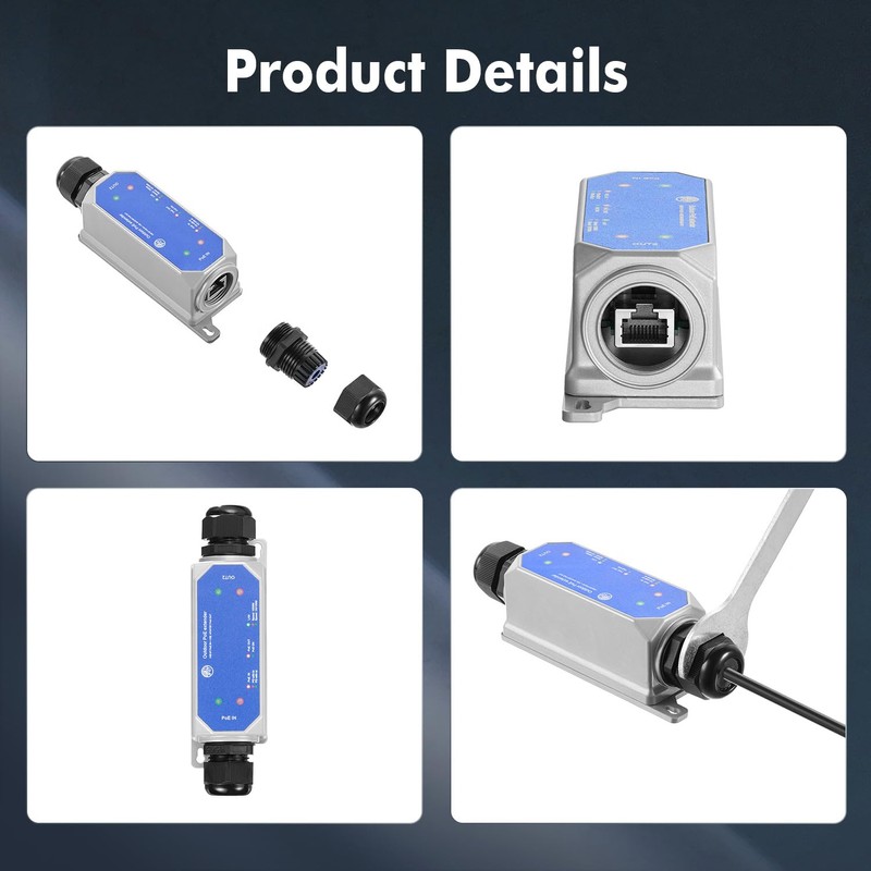 IP67 Outdoor Gigabit PoE Passthrough Switch, 1 PoE in 1