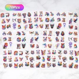 PieceLife 120PCS Temporary Tattoos for Kids, Cute Animal Temporary Tattoos for Boys Girls, Fake Tattoos Stickers for Birthday Party Gifts, Home Activity, Class Prizes, Carnival Rewards