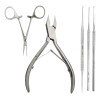 Kit Podólogo Aashta Alicate,pinza Mosco,guiadores,cucharilla Color Plateado