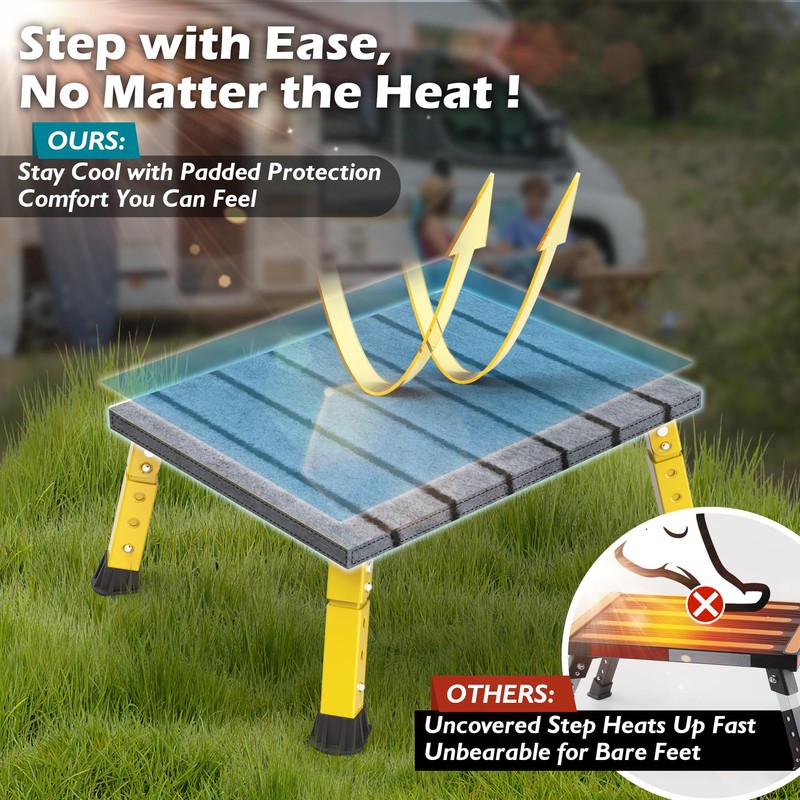 Marudina Large Platform RV Step with Cloth Cover and Anti-Slip